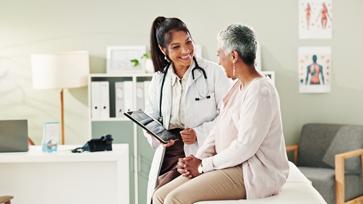 Healthcare professional with patient